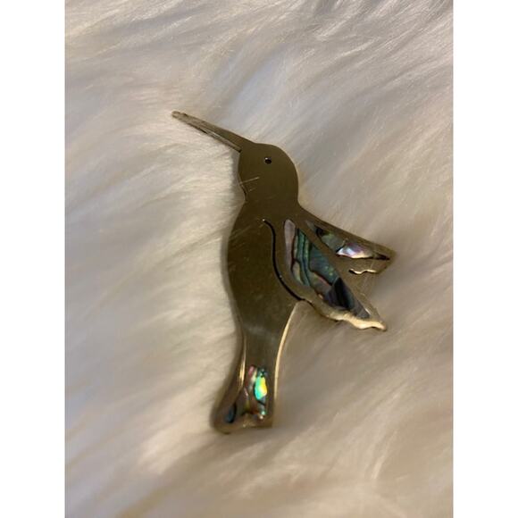 Vintage Hummingbird Abalone Brooch - Picture 3 of 6